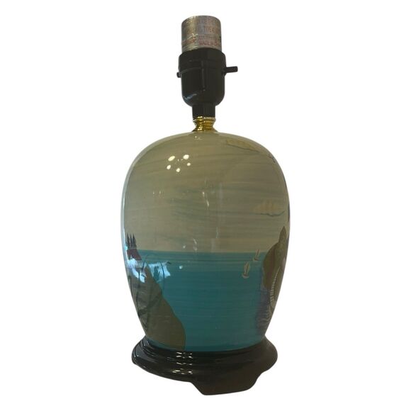 Coastal Lighthouse Ceramic Lamp Nautical Decor Hand Painted Table Light - Picture 2 of 15